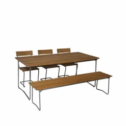 Stol 1 Teak-varmförzinkat stativ