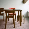 Stool E60 pall 4 st ben Naturlackerad björk-Orange