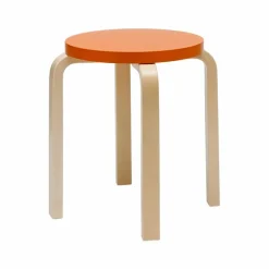 Stool E60 pall 4 st ben Naturlackerad björk-Orange