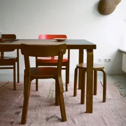 Stool E60 pall 4 st ben Naturlackerad björk-Gul
