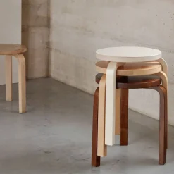 Stool 60 pall 3 st ben Svart linoleum-Björk