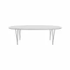 Superellips B614 matbord aluminiumkant White laminate-chrome