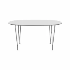 Superellips B612 matbord aluminiumkant White laminate-chrome