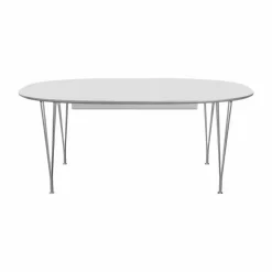 Superellips B620 matbord 170-270x100 cm White laminate-chrome