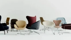 Svanen 3320 fåtölj Essential läder walnut-borstad aluminium