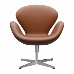 Svanen 3320 fåtölj Essential läder walnut-borstad aluminium