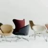 Svanen 3320 fåtölj Natural läder-borstad aluminium