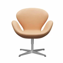 Svanen 3320 fåtölj Natural läder-borstad aluminium