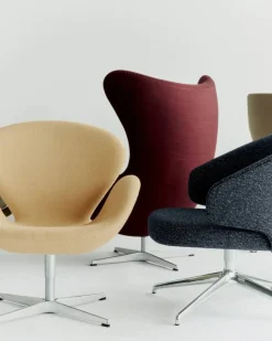 Svanen 3320 fåtölj Natural läder-borstad aluminium