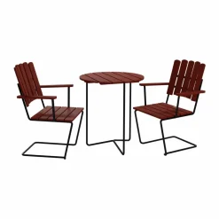 Table 6B bord + 2 A2 fåtölj mörkröd ek-svart