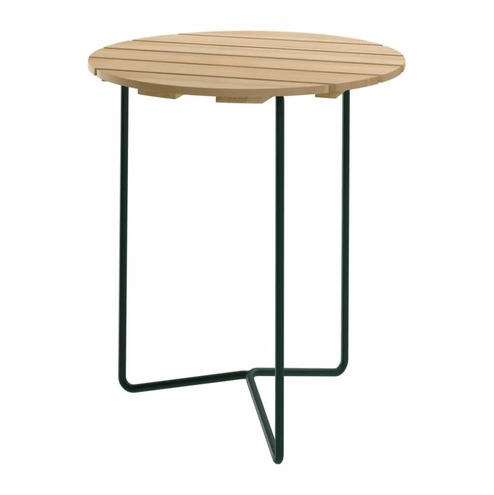 Table 6B bord Oljad furu-grönt stålstativ
