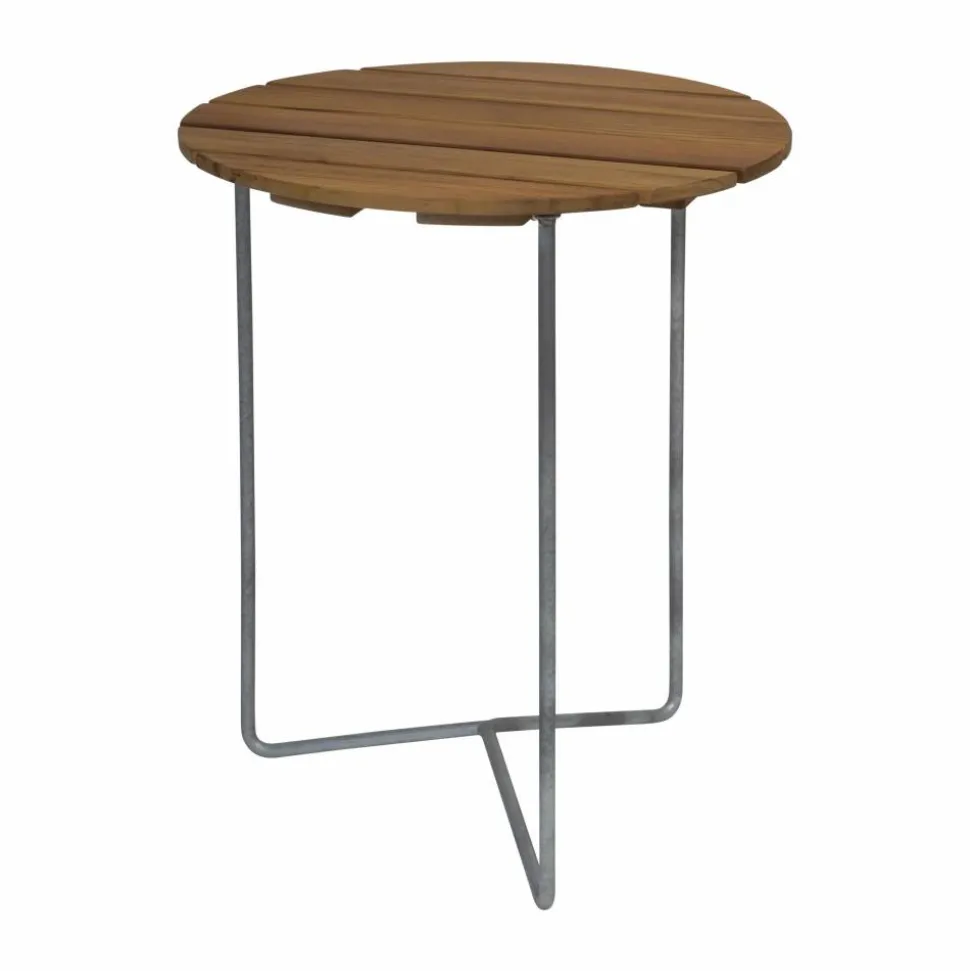 Table 6B bord Obehandlad teak- varmförzinkad stativ Ø60 cm