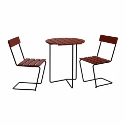 Table 6B bord + 2 Stol 1 mörkröd ek-svart stativ