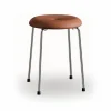 Taburett pall Cognac läder-kromat stativ 45 cm