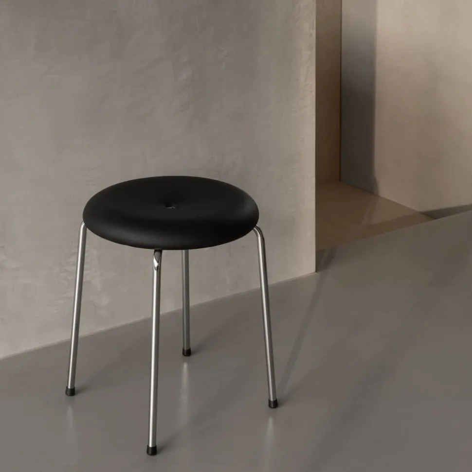 Taburett pall Svart-kromat stativ 45 cm