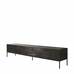 Tabwa mediabänk Svart teak 51x240 cm