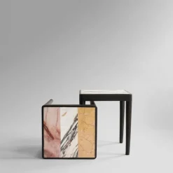 Tairu bord 38x38 cm striped Peach-Calacatta-Yellow