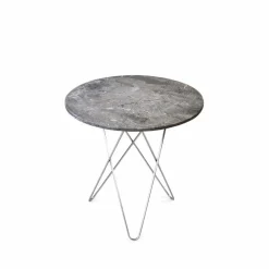 Tall Mini O Table soffbord Marmor grå rostfritt stativ