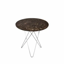 Tall Mini O Table soffbord marmor brun rostfritt stativ