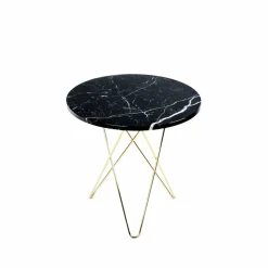 Tall Mini O Table soffbord Marmor svart mässingsstativ