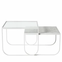 Tati Square soffbord glas vitt stativ