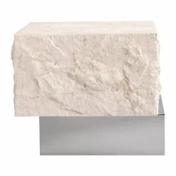 Temple sidobord low 42x40 cm Chrome-limestone