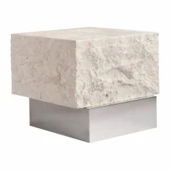 Temple sidobord low 42x40 cm Chrome-limestone