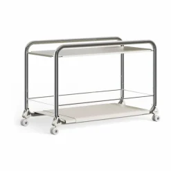 Tension rullvagn Krom-beige-beige lädermatta