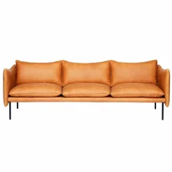 Tiki soffa 3-sits Vintage cognac-svarta stålben