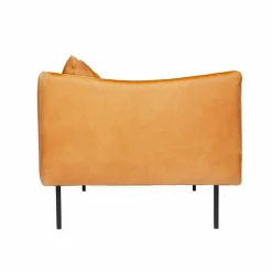 Tiki soffa 3-sits Vintage cognac-svarta stålben