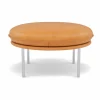 Tiki fotpall Vintage Cognac-polished stainless steel