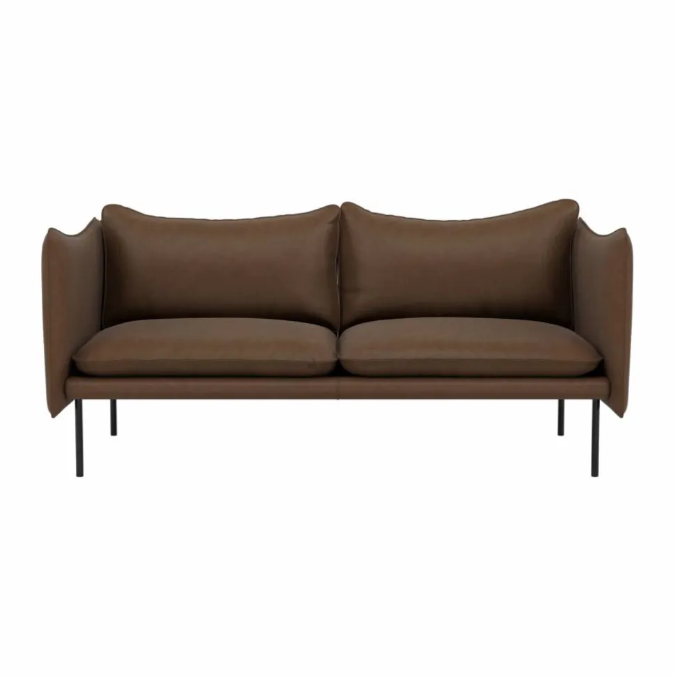 Tiki soffa 2-sits Vintage Tabacco-svarta stålben