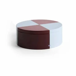 Tin Container Round förvaringsburk Burgundy-ice blue