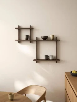 Treat vägghylla dubbel Smoked Oiled Oak 50x12x50 cm