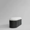 Tribu bänk linne Coffee-white chalk