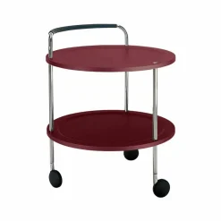 Trolley Round Basic serveringsvagn vinröd kromstativ