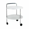 Trolley Round Basic serveringsvagn vit kromstativ