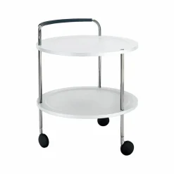 Trolley Round Basic serveringsvagn vit kromstativ