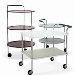 Trolley Round Basic serveringsvagn vit kromstativ