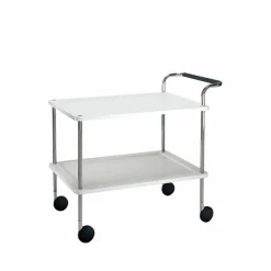Trolley Square serveringsvagn vit kromstativ