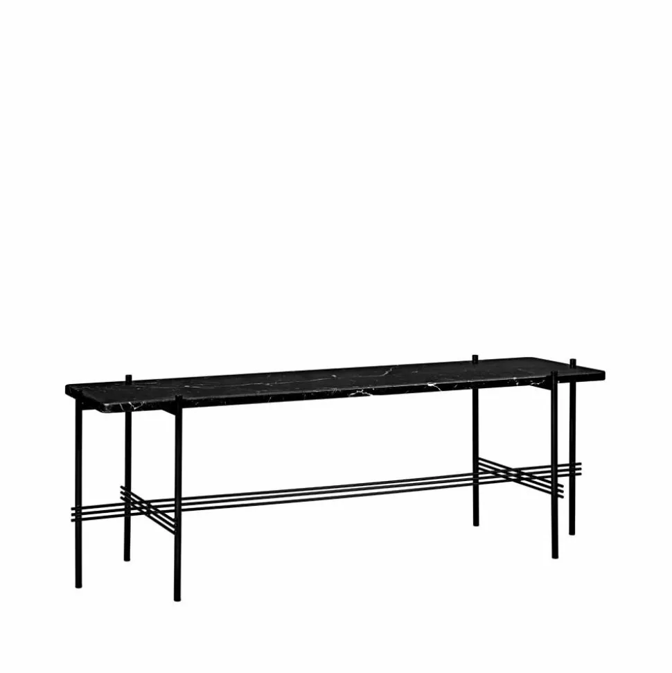 TS Console 1 konsolbord marmor svart svartlackat stativ