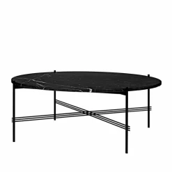 TS Round soffbord black marquina marble ø105 svart stativ