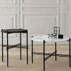 TS Round soffbord black marquina marble ø80 svart stativ