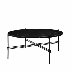 TS Round soffbord black marquina marble ø80 svart stativ