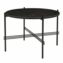 TS soffbord svarta ben Ø 55 cm svart marmor