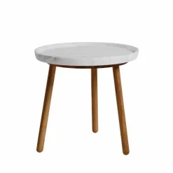 Tureen satsbord marmor vit ø52cm naturellt oljade ekben