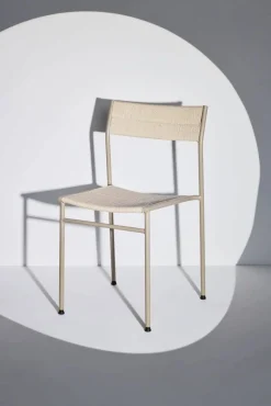 Vev karmstol Grey beige-natural rope