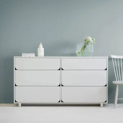 Vidja dubbel byrå vit lack 6 lådor