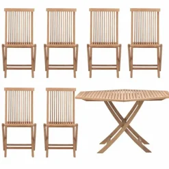 Viken matgrupp - 1 bord och 6 stolar - teak