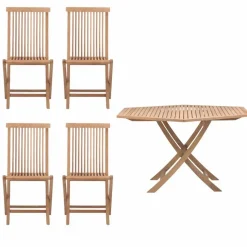Viken matgrupp - 1 bord och 4 stolar - teak